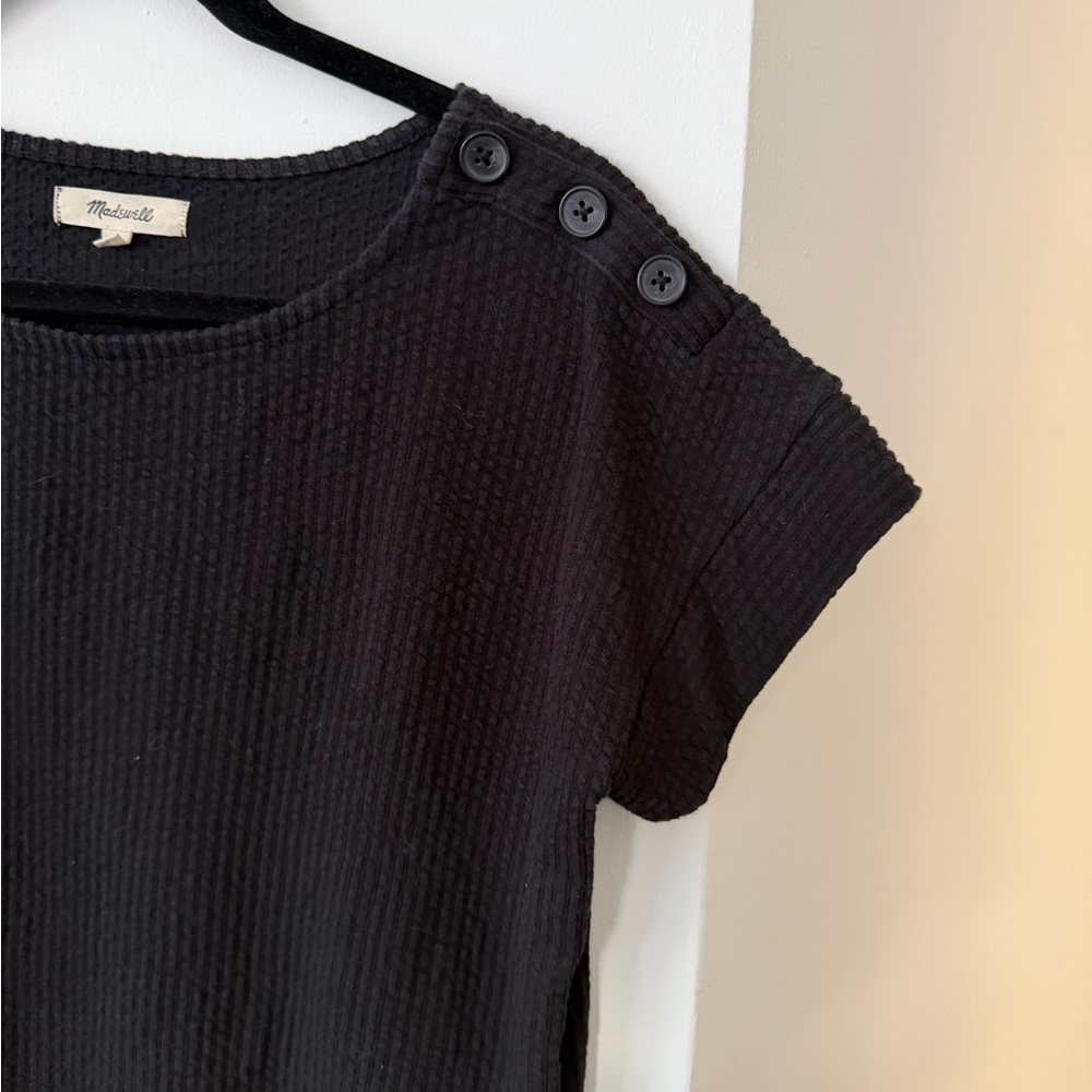 Madewell Black Button-Shoulder Tee - Picture 2 of 4